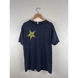 Rockstar Energy Drink Mens Medium Black T-Shirt Short Sleeve Crew Neck Large